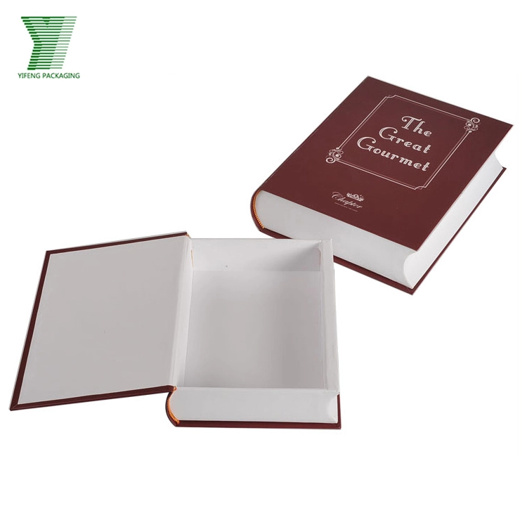 Open and closed book-shaped gift boxes with "The Great Gourmet" title. - Yifeng Packaging