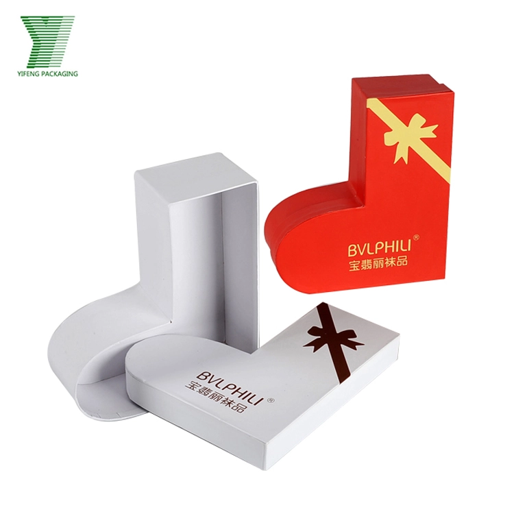 Custom boot-shaped cardboard gift boxes in red and white. - Yifeng Packaging