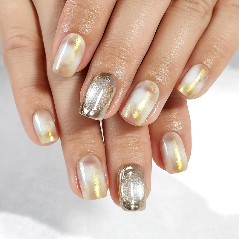 3d gold ombre fake nails