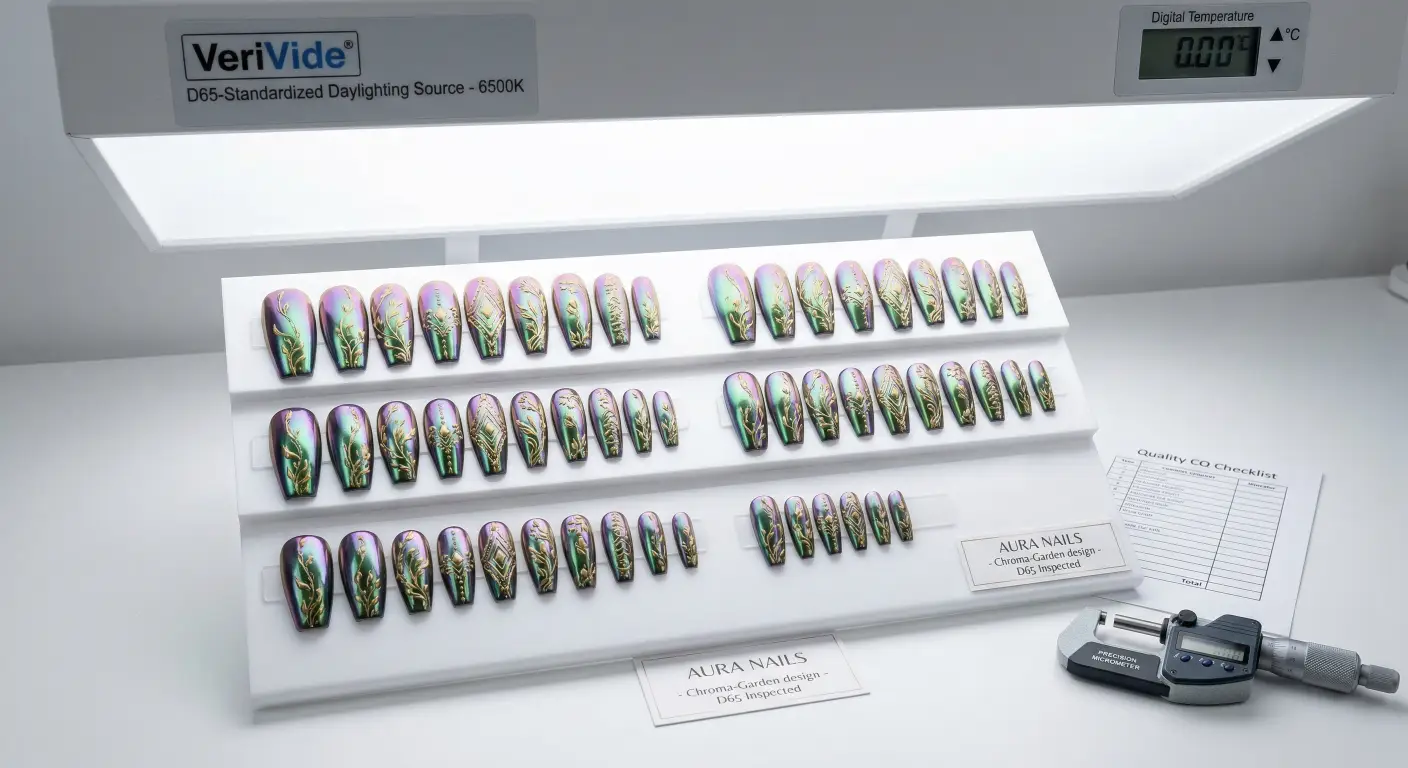 3D hand-painted and chrome-finished press-on nails 3D hand-painted and chrome-finished press-on nails