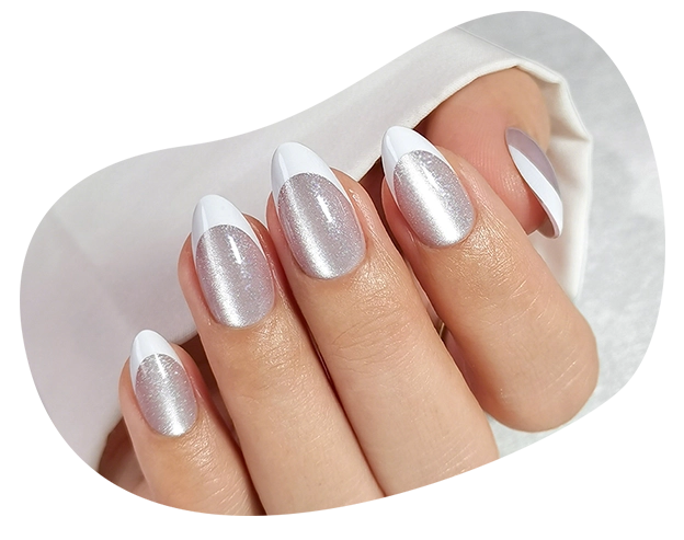 cat eye french nails tips
