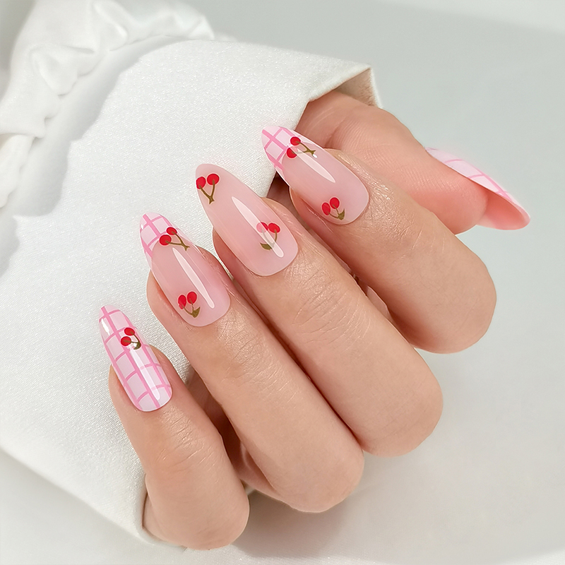 cherry fake nails