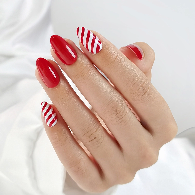 christmas candy cane fake nails