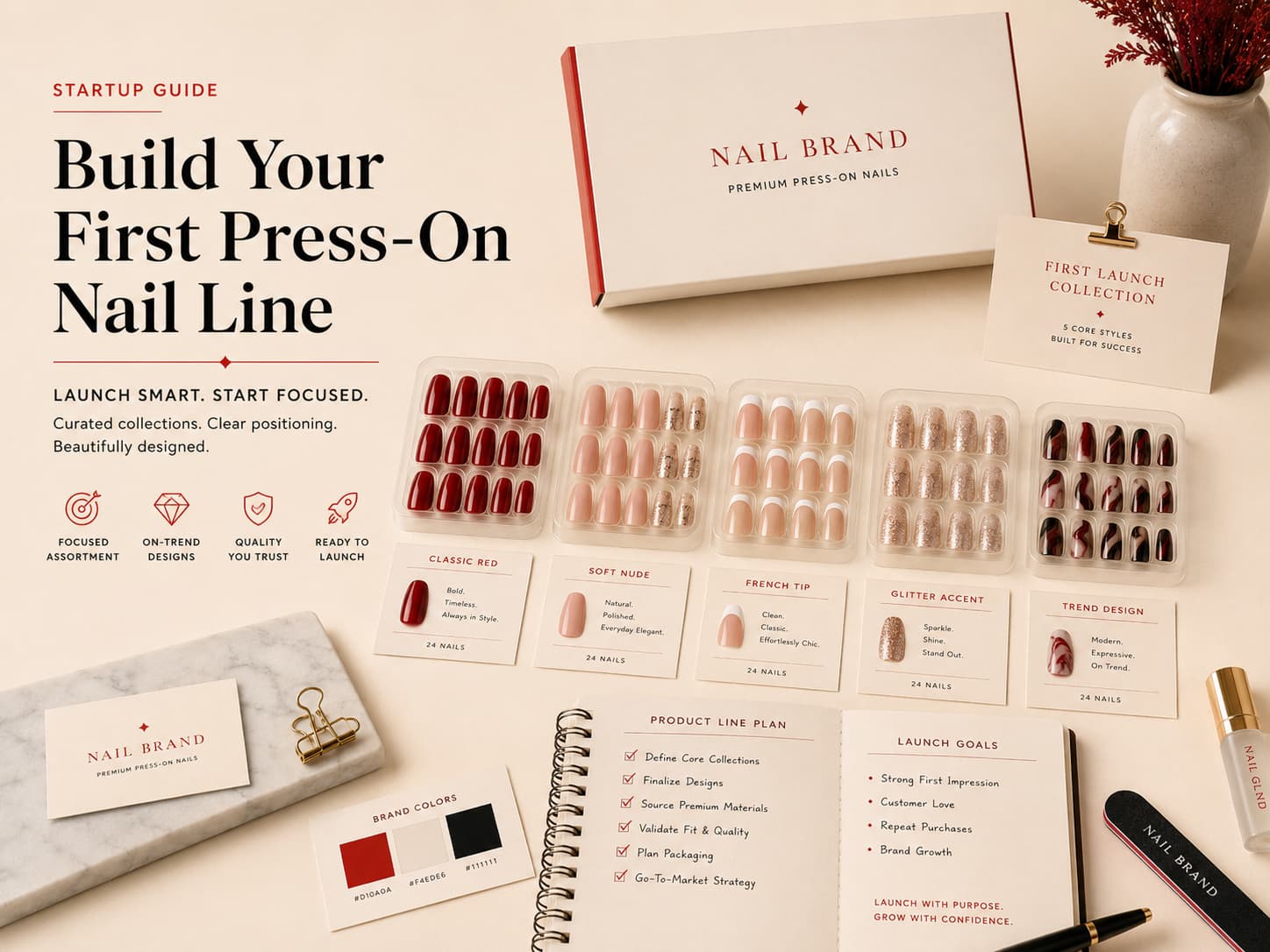 First press on nail product line for startup brands
