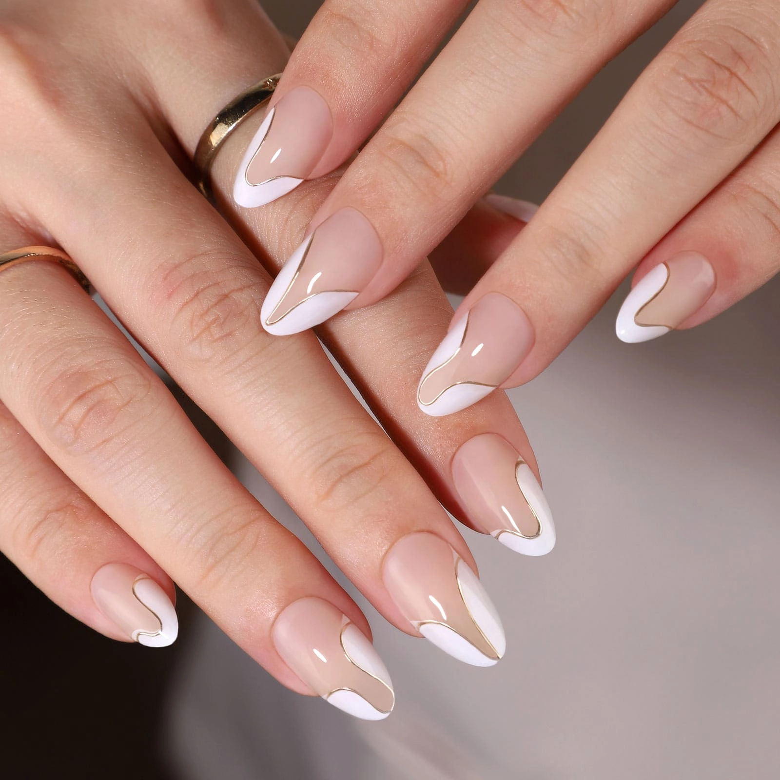 french nails with rhinestones