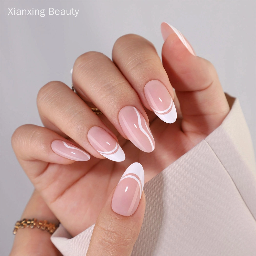 french-tip-almond-nails french tip almond nails