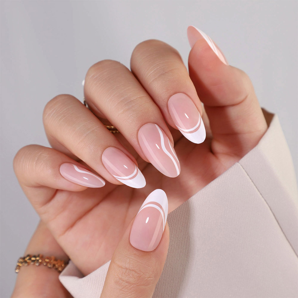 french tip almond nails
