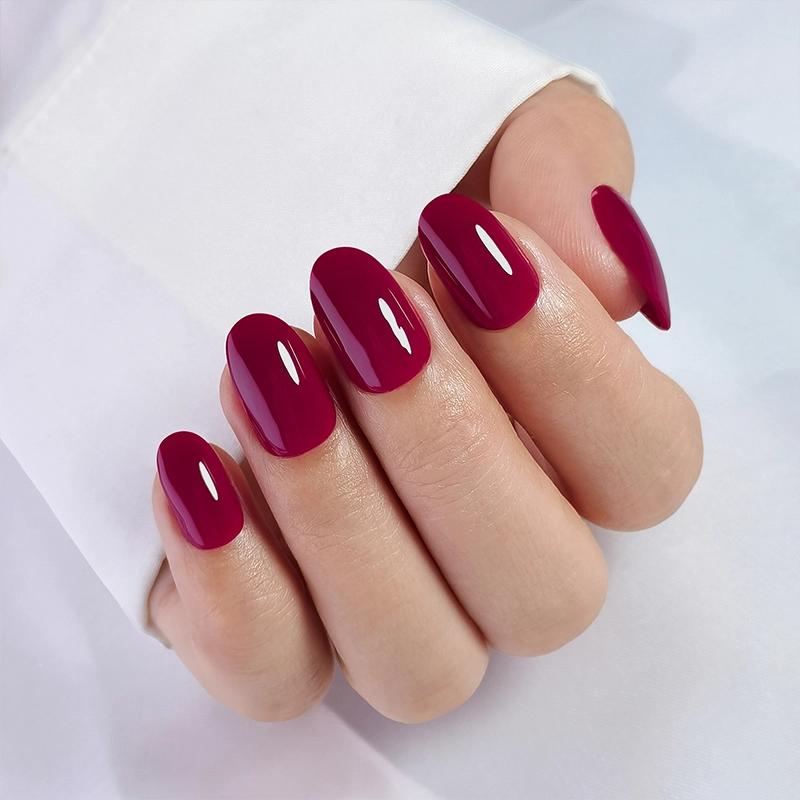 long oval red nails