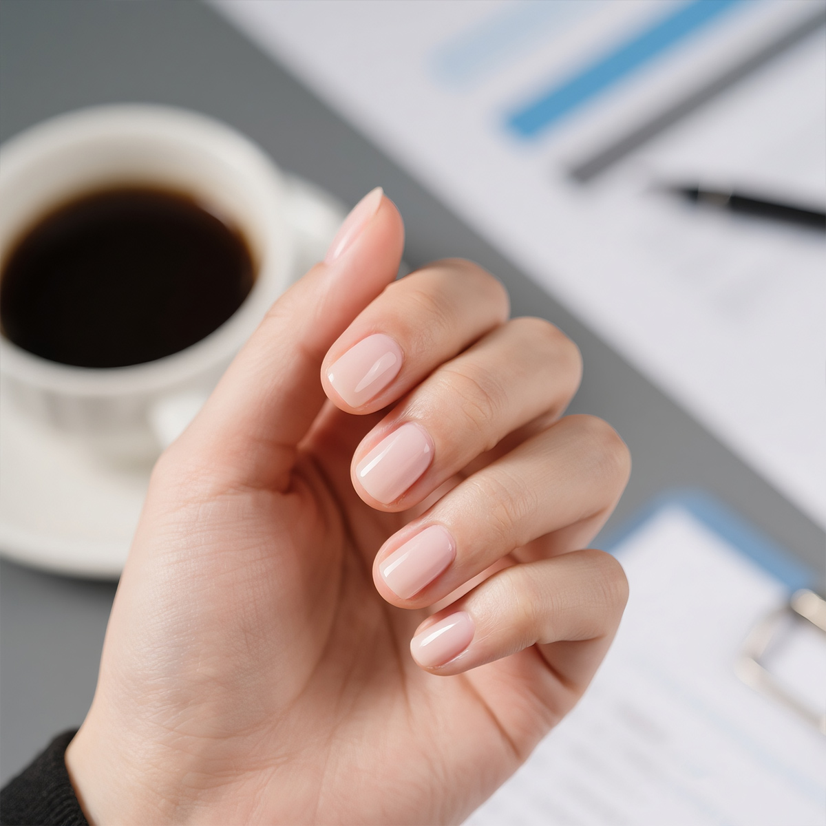 natural pink fake nails