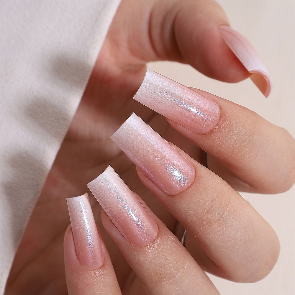 pink and white coffin nails