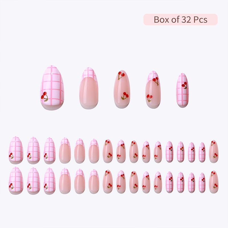 pink cherry false nails