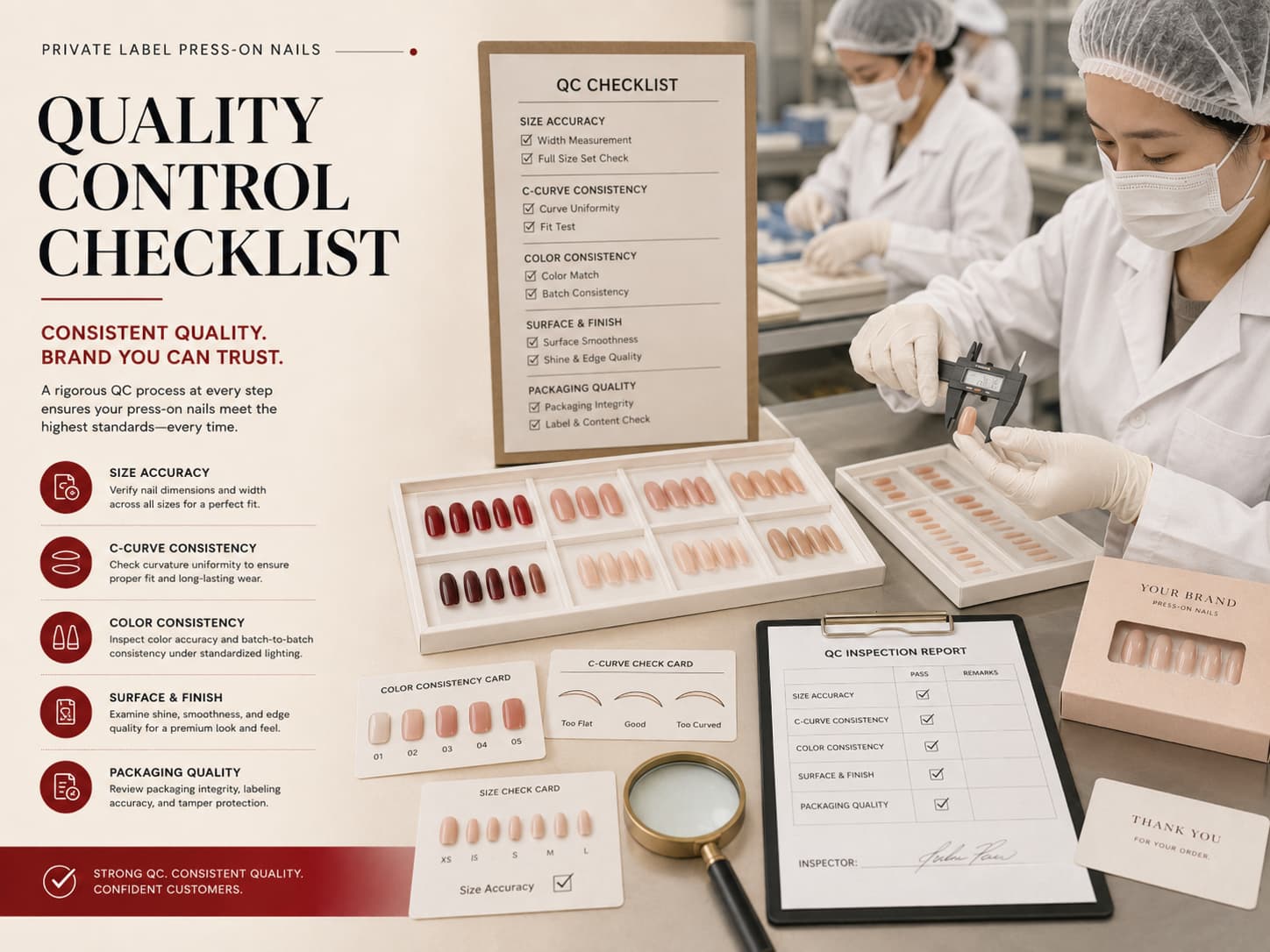Press on nails quality control checklist for private label manufacturing