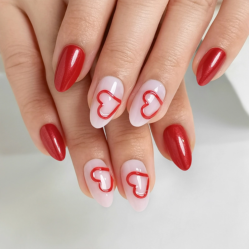 red almond press on nails