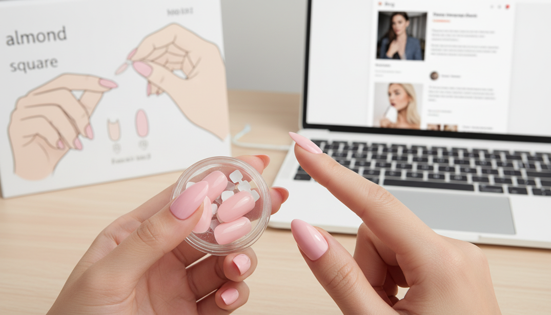 short almond press on nail