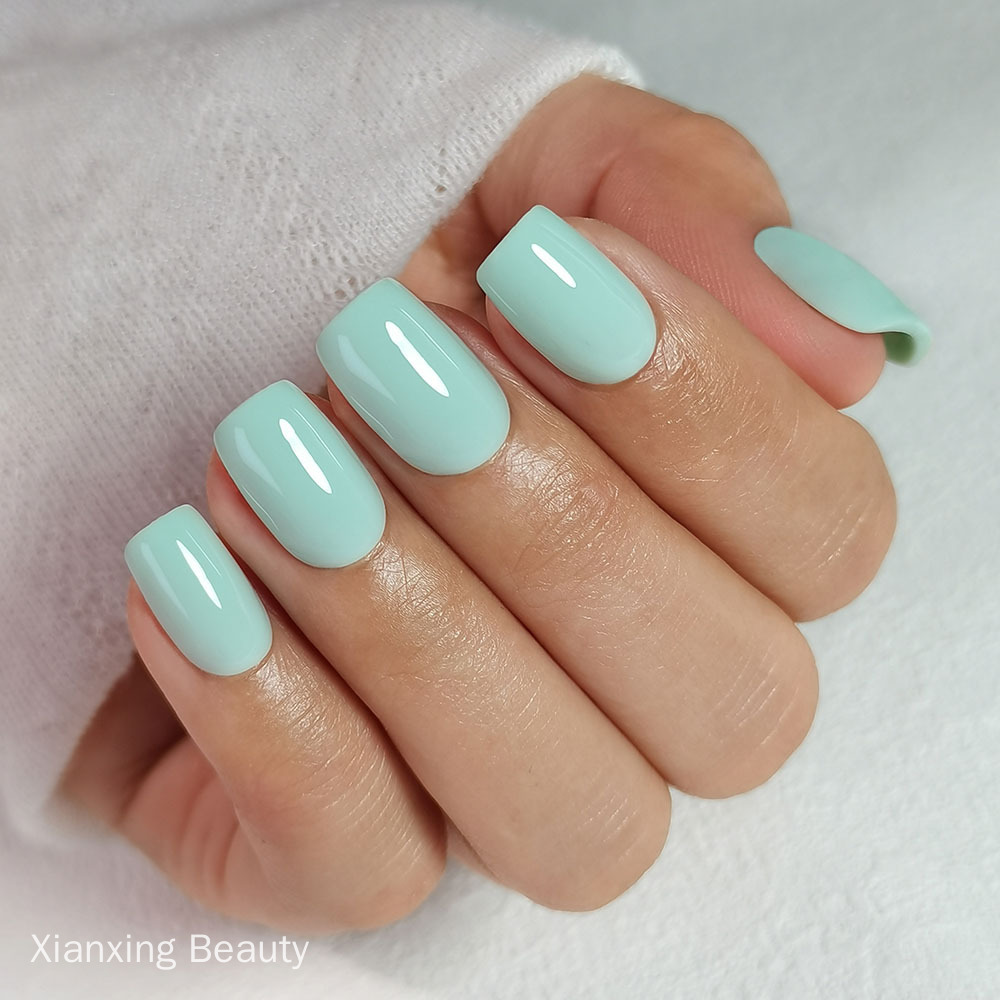 short square solid color nails