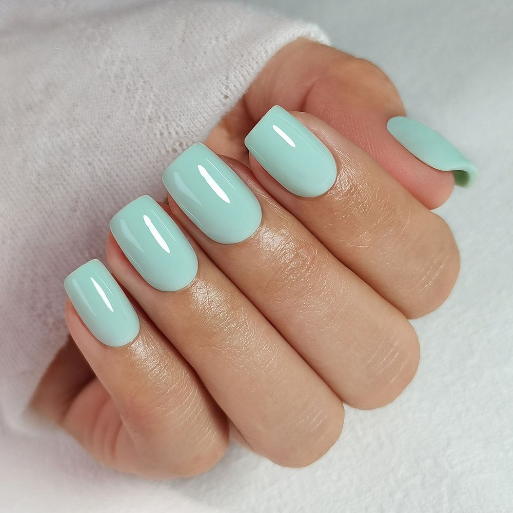 short square solid color nails