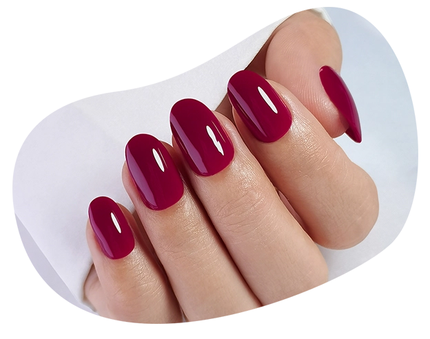 wine red fake nails