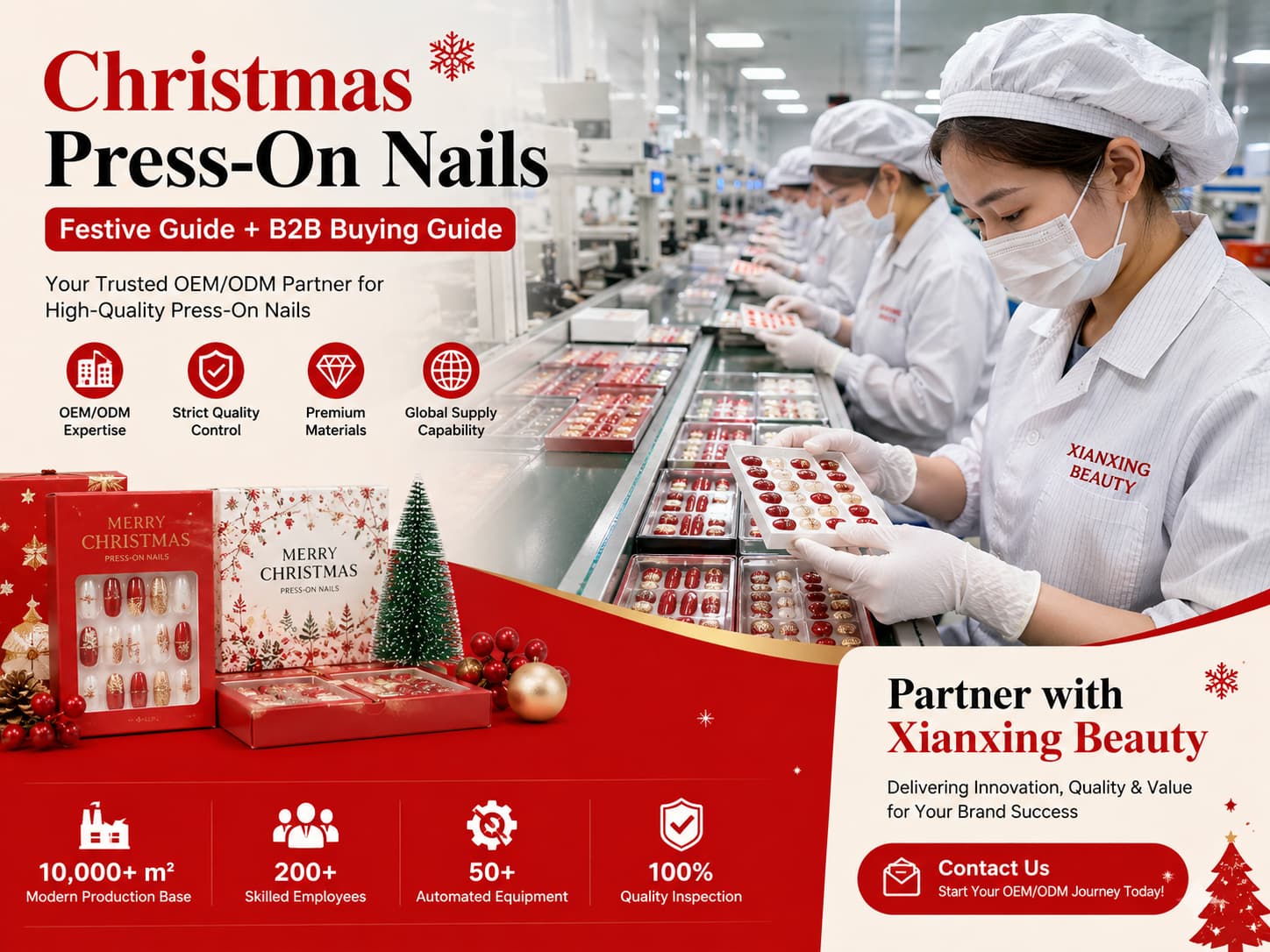 Xianxing Beauty Christmas press on nails manufacturer and OEM ODM supplier