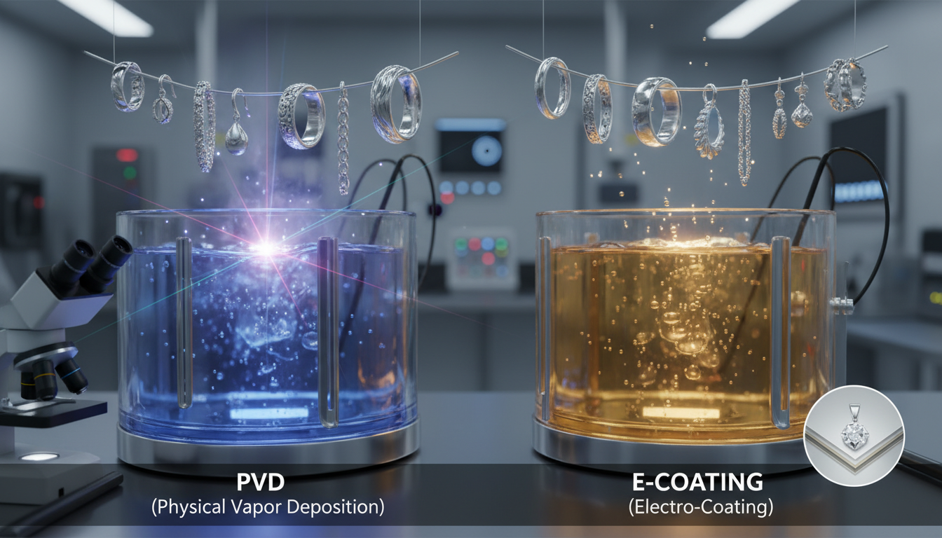 PVD and e-coating for silver