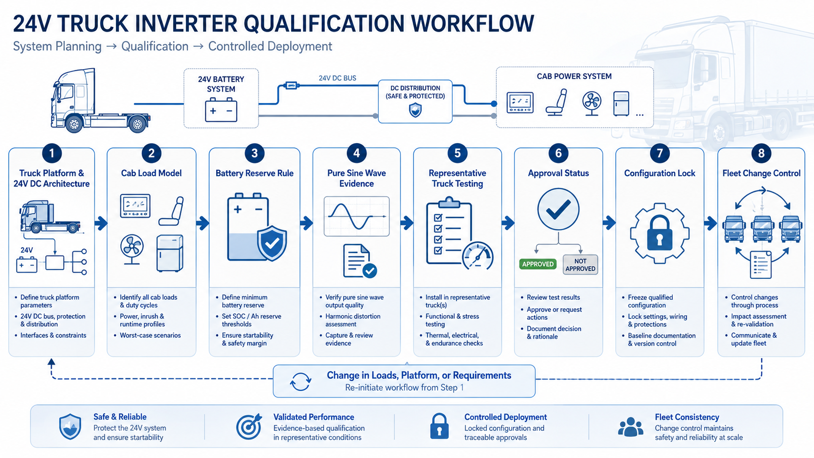 24V truck inverter qualification workflow