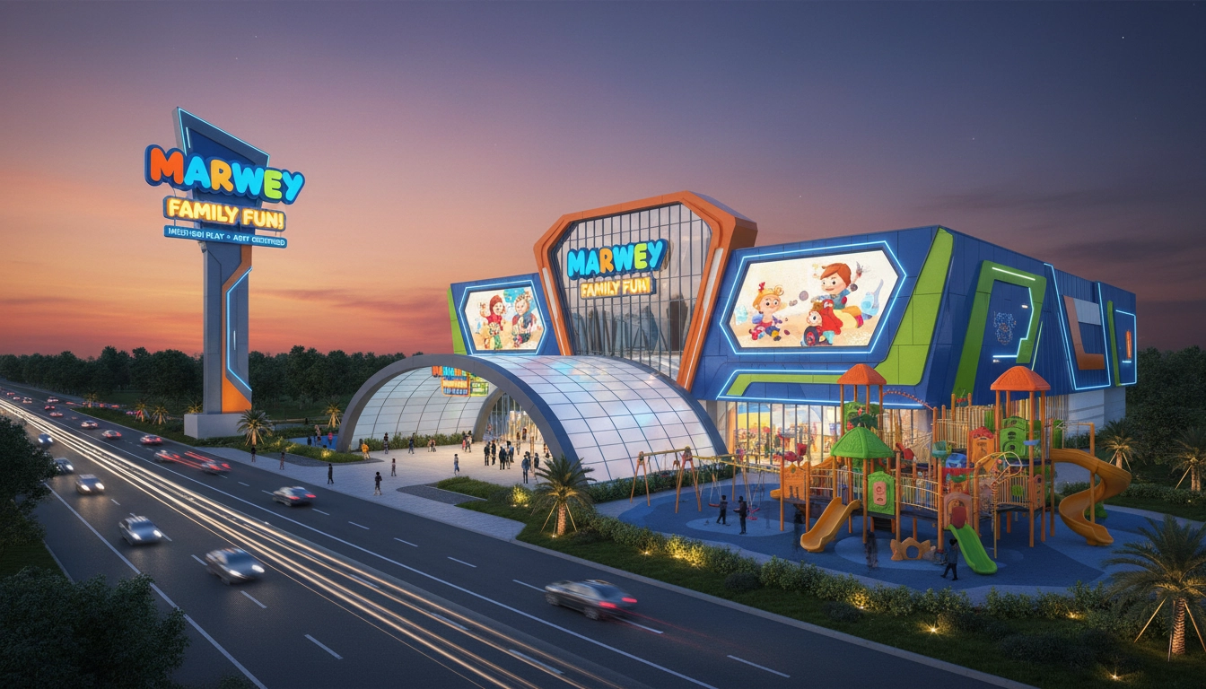 Family Entertainment Center Exterior Design: Attracting Attention from the Road - MARWEY