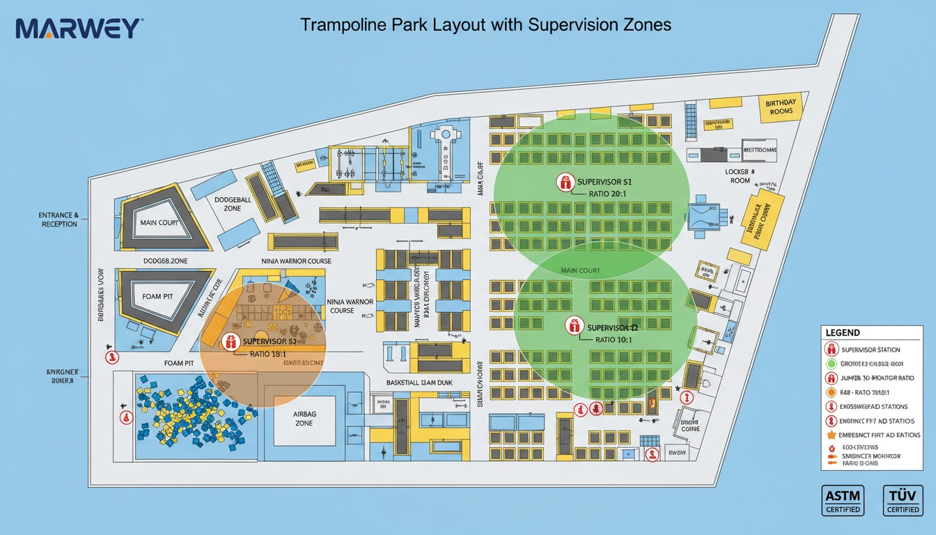 Top Best Practices for Trampoline Park Jumper-to-Monitor Supervision Ratios - MARWEY